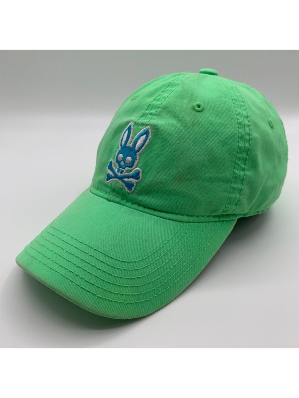 Psycho Bunny Unisex Light Green Relaxed Fit Strapback Hat